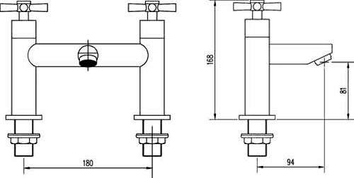 Technical image of Crown Series 1 Bath Filler Tap (Chrome).