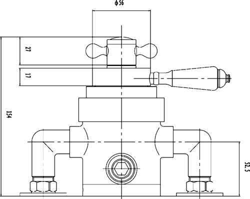 Technical image of Crown Showers Traditional Dual Exposed Thermostatic Shower Valve.