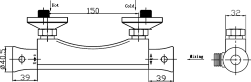 Technical image of Crown Showers Thermostatic Bar Shower Valve With Slide Rail Kit.