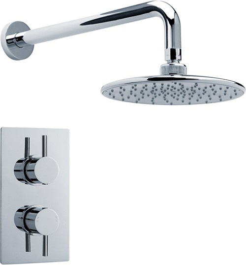 Larger image of Crown Showers Twin Thermostatic Shower Valve, Head & Arm (ABS Trim).