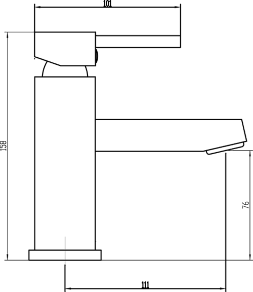 Technical image of Crown Series L Basin Tap (Chrome).