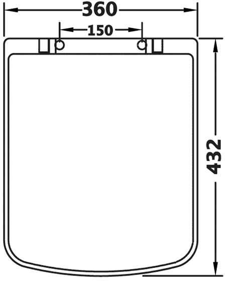 Technical image of Crown Luxury Square Toilet Seat - Top Fixing (White).