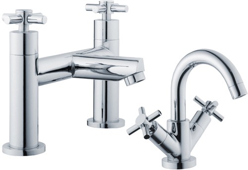 Larger image of Crown Series 1 Basin & Bath Filler Tap Set (Chrome).