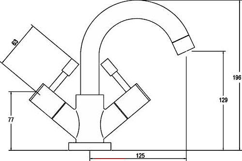 Technical image of Crown Series 2 Basin & Bath Filler Tap Set (Chrome).