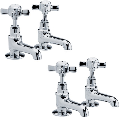 Larger image of Crown Traditional Basin & Bath Taps Set (Chrome).