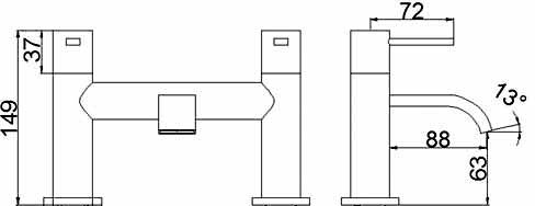 Technical image of Crown Series W Bath Filler Tap (Chrome).