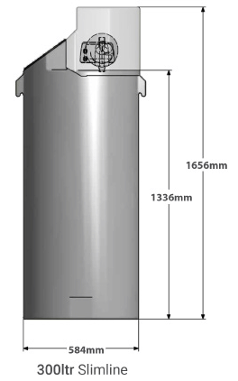 Technical image of PowerTank Slimline Tank With Fixed Speed Pump (300L Tank).