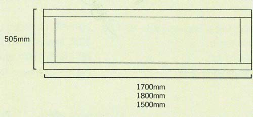 Technical image of daVinci 1700mm modern bath side panel in birch finish.