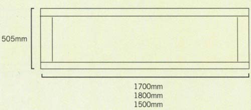 Technical image of daVinci 1800mm modern bath side panel in wenge finish.