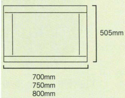 Technical image of daVinci 750mm modern bath end panel in cherry finish.