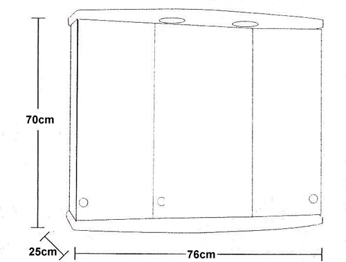 Technical image of daVinci Birch Gallassia 3 door bathroom cabinet, lights & shaver socket.