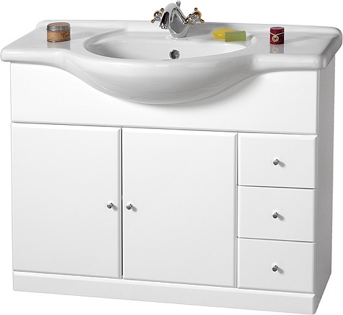 Larger image of daVinci 1050mm Contour Vanity Unit with one piece ceramic basin.