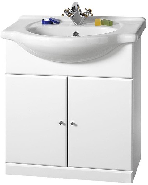 Larger image of daVinci 750mm Contour Vanity Unit with one piece ceramic basin.