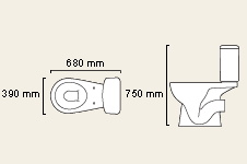 Technical image of daVinci 4 Piece 750mm Bathroom Vanity Suite with WC, Cistern, Vanity, Basin.