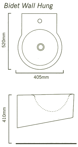 Technical image of Flame Wall Hung Bidet.