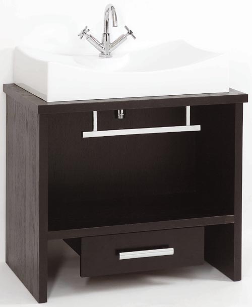 Larger image of daVinci Troy large wenge stand and freestanding basin, drawer & towel rail.