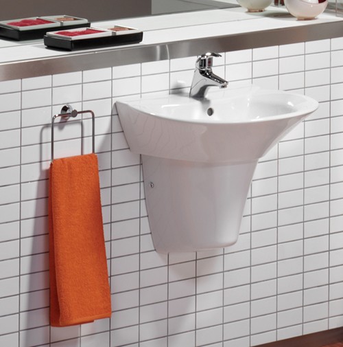 Example image of Venezia 1 Tap Hole Wall Hung Basin And Semi-Pedestal.