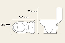 Technical image of Shires Remo WC with cistern and fittings