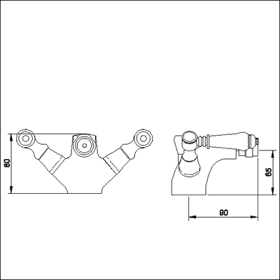 Technical image of Ultra Bloomsbury Mono bidet mixer tap (Antique Gold)