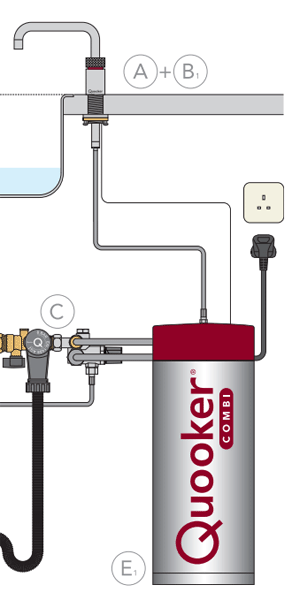 Technical image of Quooker Nordic Square Boiling Water Tap & Drip Tray. PRO3 (B Chrome).