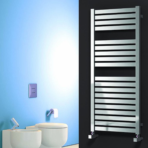 Larger image of Reina Radiators Aosta Towel Radiator (Stainless Steel). 1220x530mm.