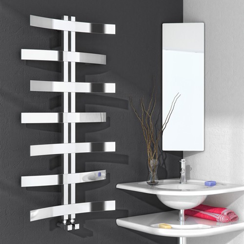 Larger image of Reina Radiators Lioni Towel Radiator (Stainless Steel). 1200x600mm.