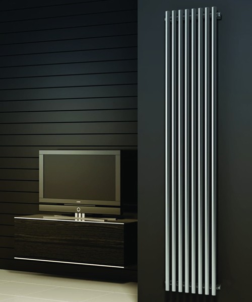 Larger image of Reina Radiators Orthia Vertical Radiator (Satin Stainless Steel). 1800x295.