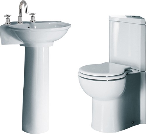 Larger image of RAK Evolution 4 Piece Corner Bathroom Suite With 3 Tap Hole Basin.