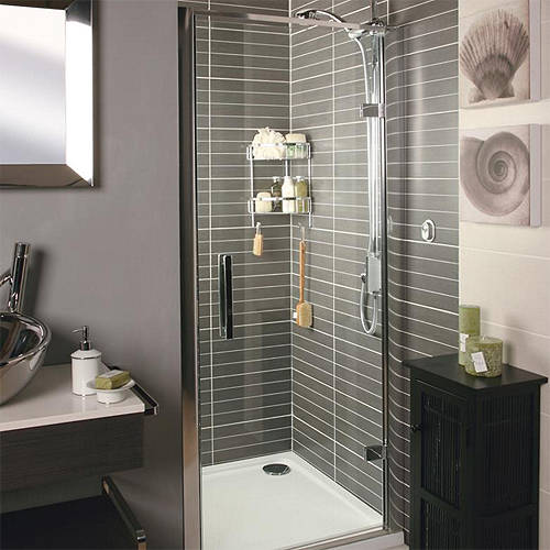 Larger image of Roman Embrace Hinged Shower Door (760mm, Silver Frame).