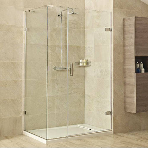 Larger image of Roman Liber8 Shower Enclosure With Hinged Door (1400x900, Chrome).