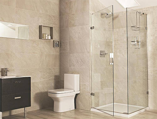 Example image of Roman Liber8 Frameless Shower Enclosure With Hinged Door (760x1000mm).