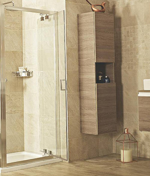 Larger image of Roman Lumin8 Inswing Shower Door (760mm, Silver Frame).