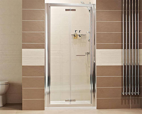 Larger image of Roman Lumin8 Bi-Fold Shower Door (1000mm, Silver Frame).