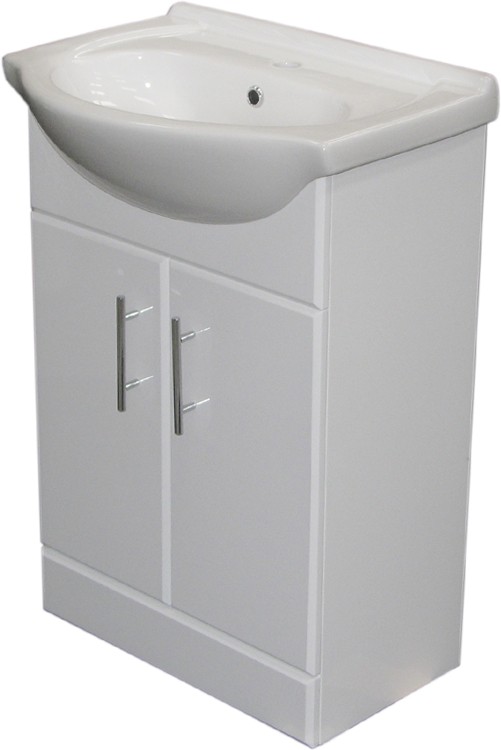 Larger image of Roma Furniture 550mm White Vanity Unit, Ceramic Basin, Fully Assembled.