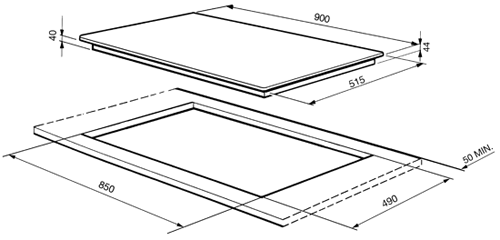 Technical image of Smeg Ceramic Hobs 5 Ring Touch Control Ceramic Hob & Angled Edge. 90cm.