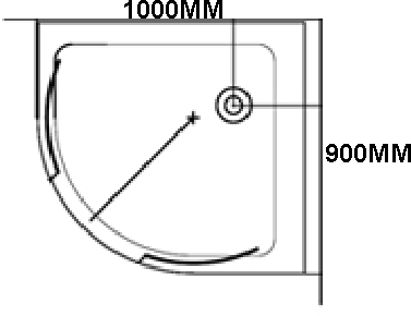 Technical image of Hydra Steam Shower Enclosure (Black, Oak, Right Handed). 1000x900.