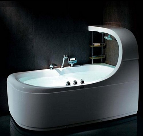 Larger image of Hydra Corner Whirlpool Bath With Rain Shower. 1900x980mm.