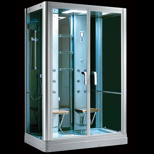 Larger image of Hydra Rectangular Steam Shower Pod With Therapy Lighting. 1450x900mm.