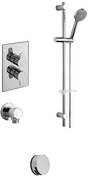 Larger image of Tre Mercati Lollipop Twin Thermostatic Shower Valve With Slide Rail & Bath Filler.