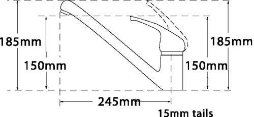 Technical image of Tre Mercati Kitchen Modena Dual Flow Kitchen Tap (Mocca).