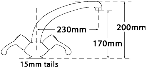 Technical image of Tre Mercati Kitchen Capri Dual Flow Kitchen Tap With Lever Heads (Chrome).