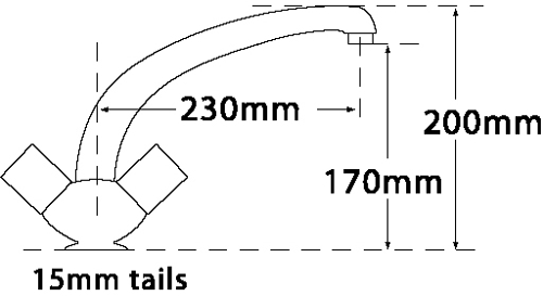 Technical image of Tre Mercati Kitchen Marco Dual Flow Kitchen Tap (Mocca).