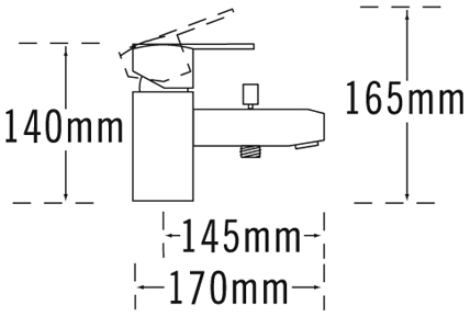 Technical image of Tre Mercati Turn Me On Mono Bath Filler Tap (Chrome).