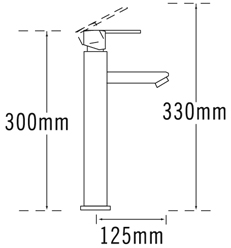 Technical image of Tre Mercati Turn Me On Extended Basin Mixer Tap (Chrome).