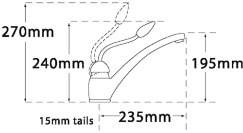 Technical image of Tre Mercati Kitchen Picasso Kitchen Tap With Light Green Knob (Chrome).