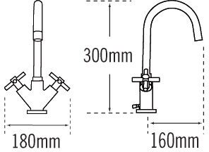 Technical image of Tre Mercati Erin Mono Basin Mixer Tap With Pop Up Waste (Chrome).