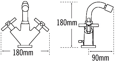 Technical image of Tre Mercati Erin Bidet Mixer Tap With Pop Up Waste (Chrome).