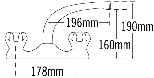 Technical image of Tre Mercati Kitchen Economy Dual Flow Kitchen Tap With Italy Heads.