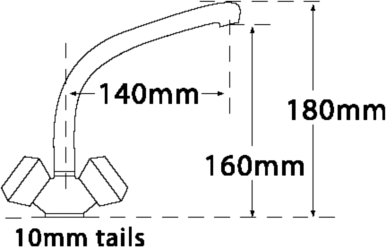 Technical image of Tre Mercati Kitchen Capri Mixer Kitchen Tap (White).