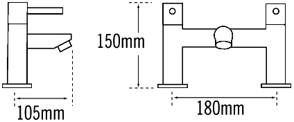 Technical image of Tre Mercati Poppy Bath Filler Tap (Chrome).